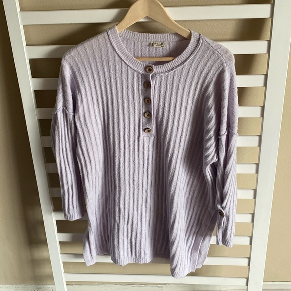 Free People Around the Clock Pullover Oversize Sweater Tunic Lavender Size XS - Picture 3 of 16